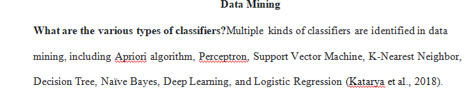 What are the various types of classifiers