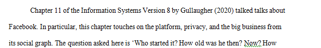 One essay based on chapters 10-18 of Information systems Version 8 By John Gallaugher 2020