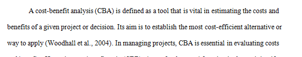 Perform a cost-benefit analysis for your selected and approved project for Wk 3.