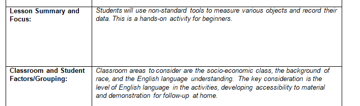 Select a 1-5 grade level a corresponding Arizona or other state standard based on the Measurement and Data domain
