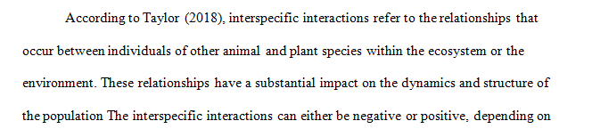 What are the five types of interspecific interactions