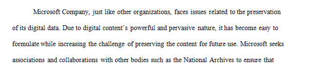 What considerations would have to be made in developing a long-term archival plan for Microsoft company within that industry