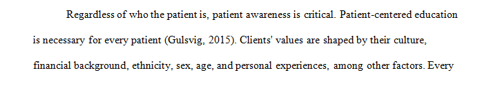 What would be the ideal course of patient education as this woman progresses from department to department