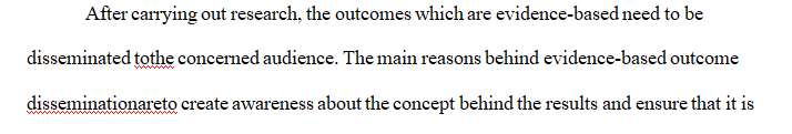 Describe one internal and one external method for the dissemination of your evidence-based change proposal.