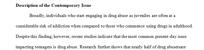 Describe the contemporary issue and explain what external stressors are associated with this issue.
