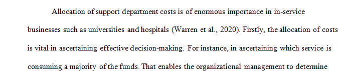 Discussion - Support Department and Joint Cost Allocation