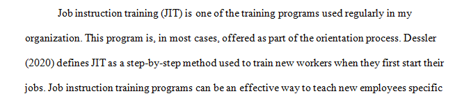 Identify a training program that is used on a regular basis in your organization