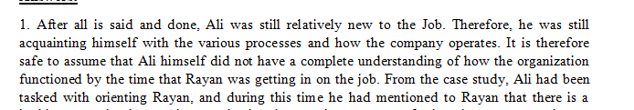 On an HR practitioner point of view, what should Ali do to resolve the issue