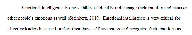 One of the five elements of emotional intelligence is self-awareness. 