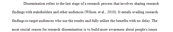 What is the most important reason to disseminate research