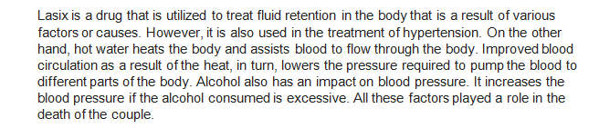 What were the specific effects of the Lasix, hot water, and alcohol on the couple’s blood pressure