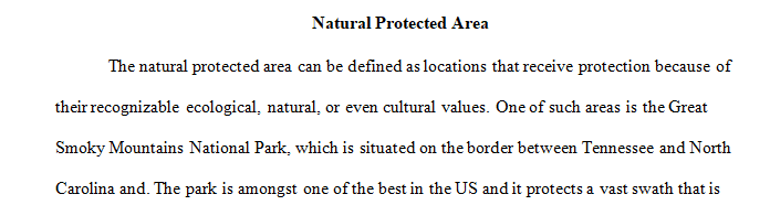 Describe a natural protected area where you live (city or state)