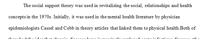 Describe a social theory that was discussed in the “Social Relationships and Health” journal article