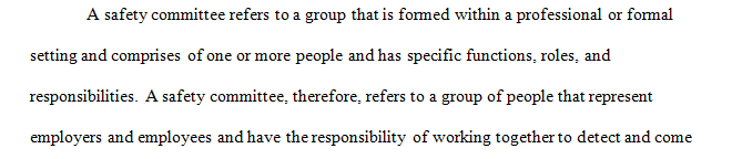 Describe one of the safety committees your organization uses and how it reduces risk within your organization.