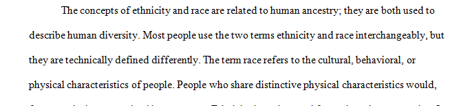 Distinguish between ethnicity and race.