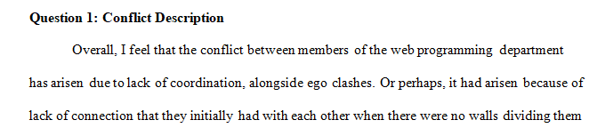 How would you describe the conflict that has arisen between the members of the Web programming department