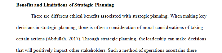 Discussion: Benefits and Limitations of Strategic Planning