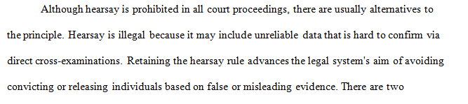 Prepare an essay on the hearsay rule and the rationale behind the rule.