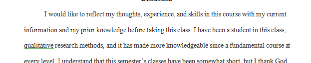 Provide a reflection of at least 500 words (or 2 pages double spaced) of how the knowledge