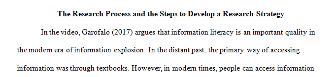 Understanding of the research process and the steps to plan a research strategy