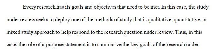 Write a purpose statement for your proposed study
