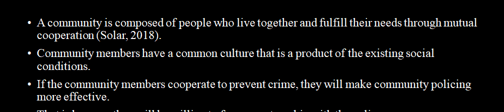 You have been asked to present at a conference about how the nature of community can play a role in the police-community relationship