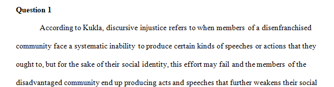  According to Q. Kukla what is discursive injustice