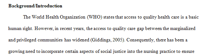 Construct a 3-to-5-page paper excluding title page and references, outlining a Social Justice topic of your choice.