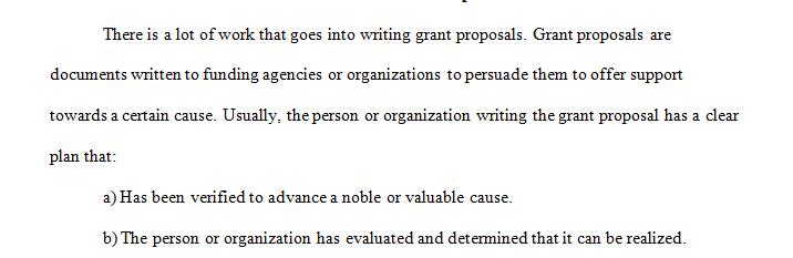 Describe at least 4 of the different elements below that are commonly found in grant proposals.