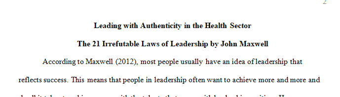 MHA/542: Leading With Authenticity In The Health Sector