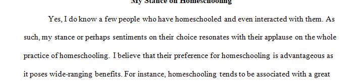 Do you know anyone who has home schooled