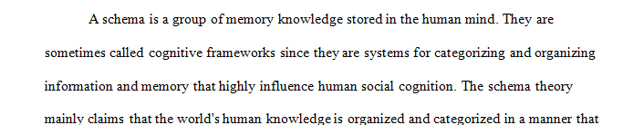 How would you explain the relationship of schemas and social cognition