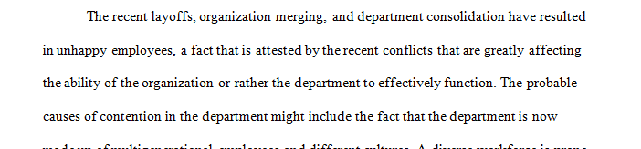 Imagine that you manage a department in a health care organization of your choosing.