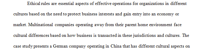 Should a German-Chinese company JV follow the ethical rules of the parent company or the country of operation