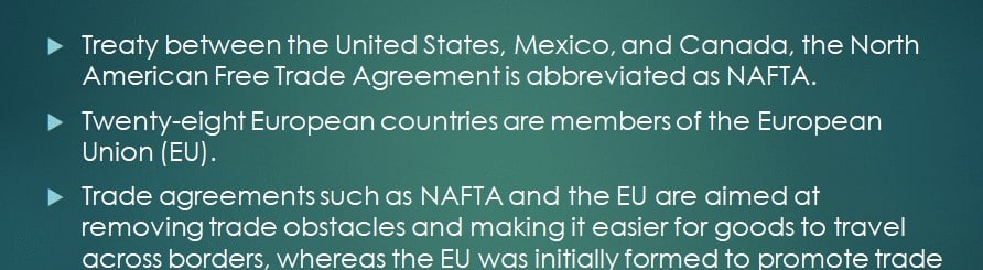 The economic growth and trade competitiveness of countries can be influenced by the economic political and cultural development within the country.