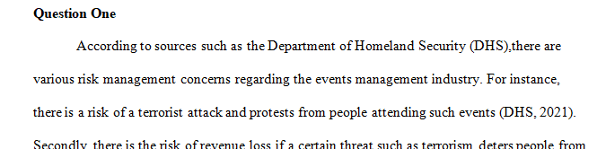 What are the current concerns in relation to risk management in the event management industry