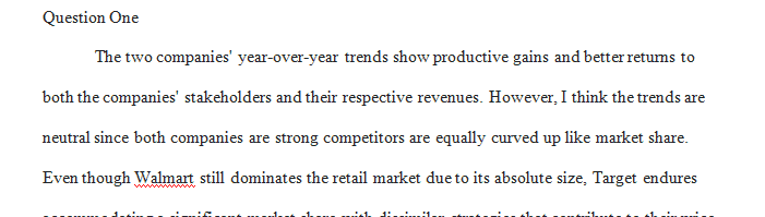 What is your interpretation of the two individual company’s trend (year over year) in these metrics