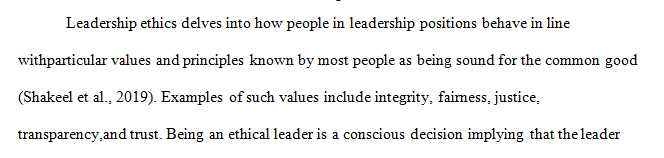 Write a minimum 350-word paper on leadership ethics.