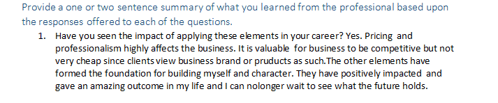 You are to select and interview a professional in your designated or related career field