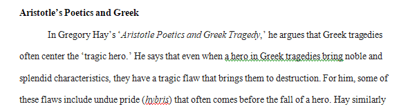 A summary of D.Aristotle's Poetics and Greek Tragedy by Gregory Hays;