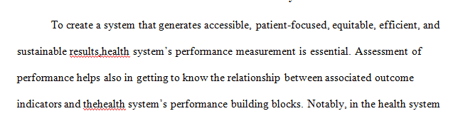 Determine how to evaluate health system performance