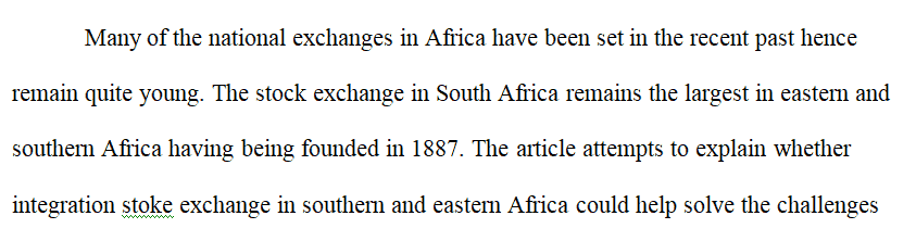 Regional Integration of Stock Exchanges in Eastern and Southern Africa: Progress and Prospects ( Article)