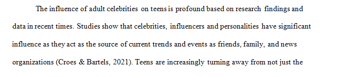 Research paper introduction section about the research question how teens are expected to reflect the skill-level of adult celebrities