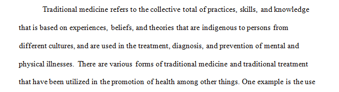 Share one traditional medicine you have practiced from your culture.