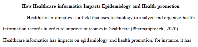 Describe how healthcare informatics impacts epidemiology and health promotion – prevention