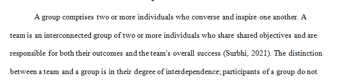 Explain the differences between a group and team