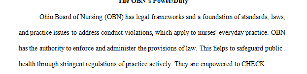 What is the OBN’s Power Duty in addressing Sherry’s conduct violations