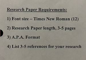 List 3 references for your research