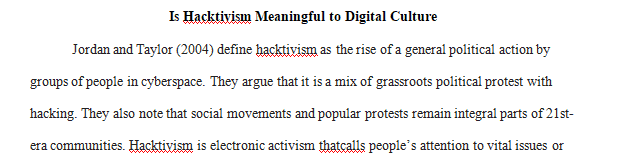 Is hacktivism meaningful to digital culture