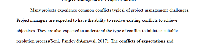 One of the reasons for project failure is project conflict.